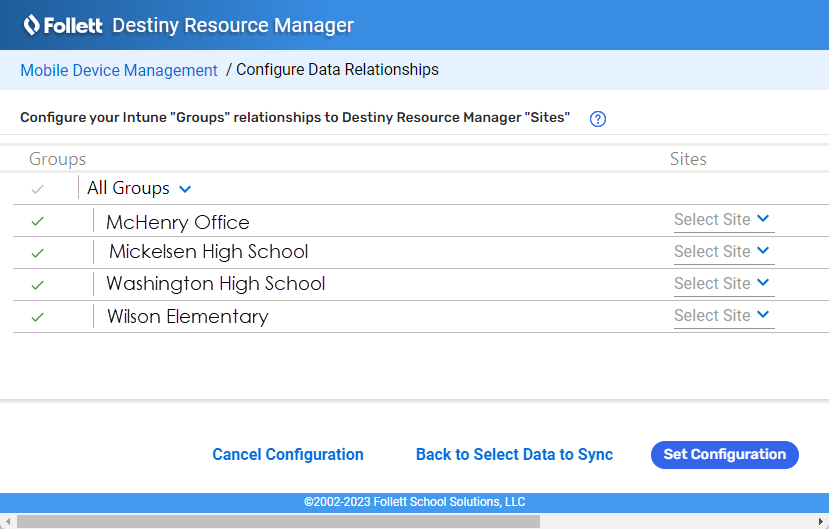 Configure Data Relationships by groups